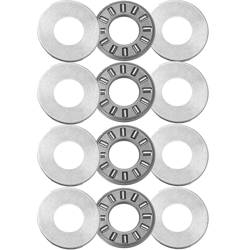 koofull 4 Sets NTA613+2TRA, Thrust Needle Roller Bearings with Two Washers, ID 3/8", OD 13/16" - Image 1